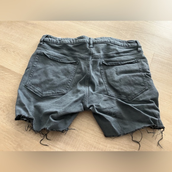 High-Waisted Button-Fly OG Straight Black-Wash Cutoff Jean Shorts Sz12 - Picture 3 of 5